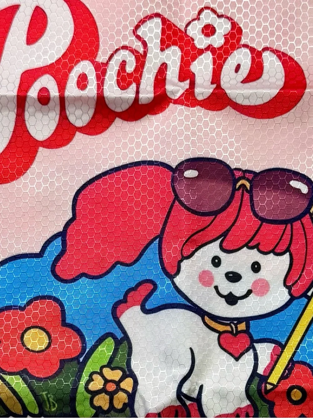 New Poochie Dog Retro 80s Style Backpack Purse Bag w/ Pink Heart Charm 18.5”x16”